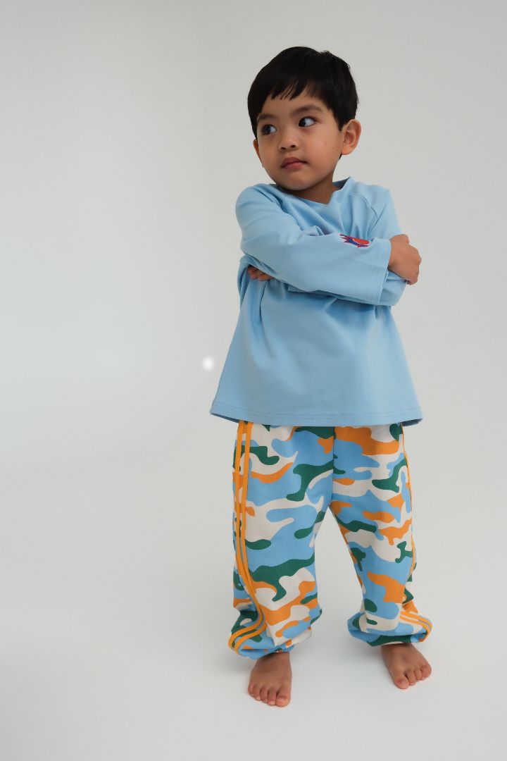 FLAMING HEART L/S - BLUE