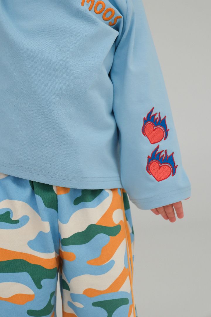 FLAMING HEART L/S - BLUE