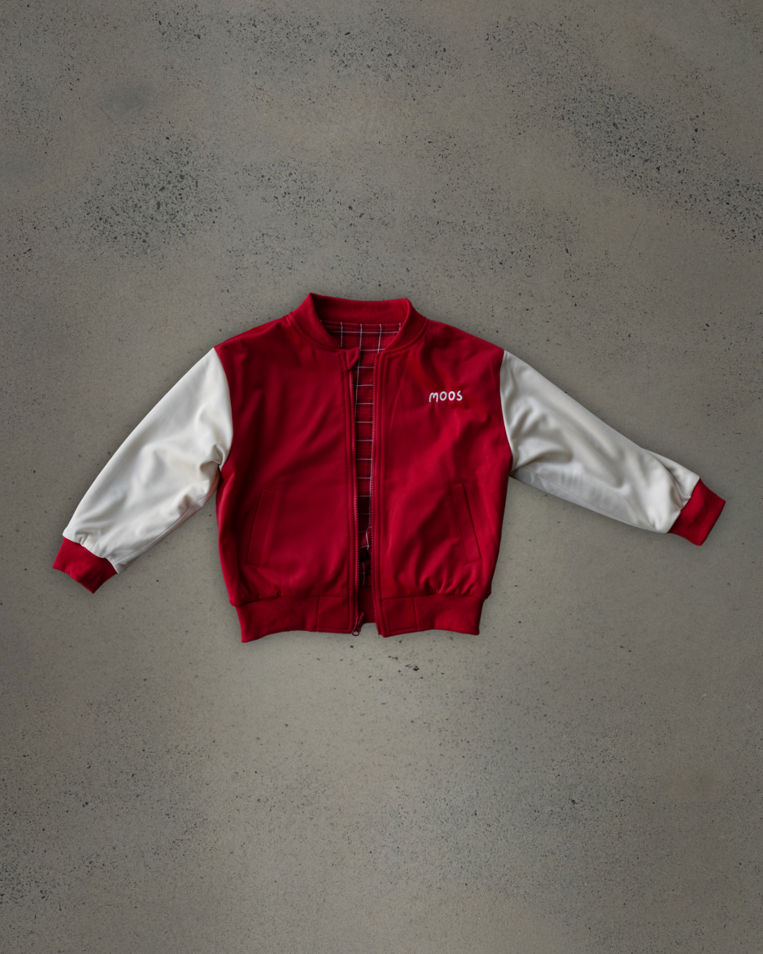 REVERSIBLE BOMBER - RED/CREAM