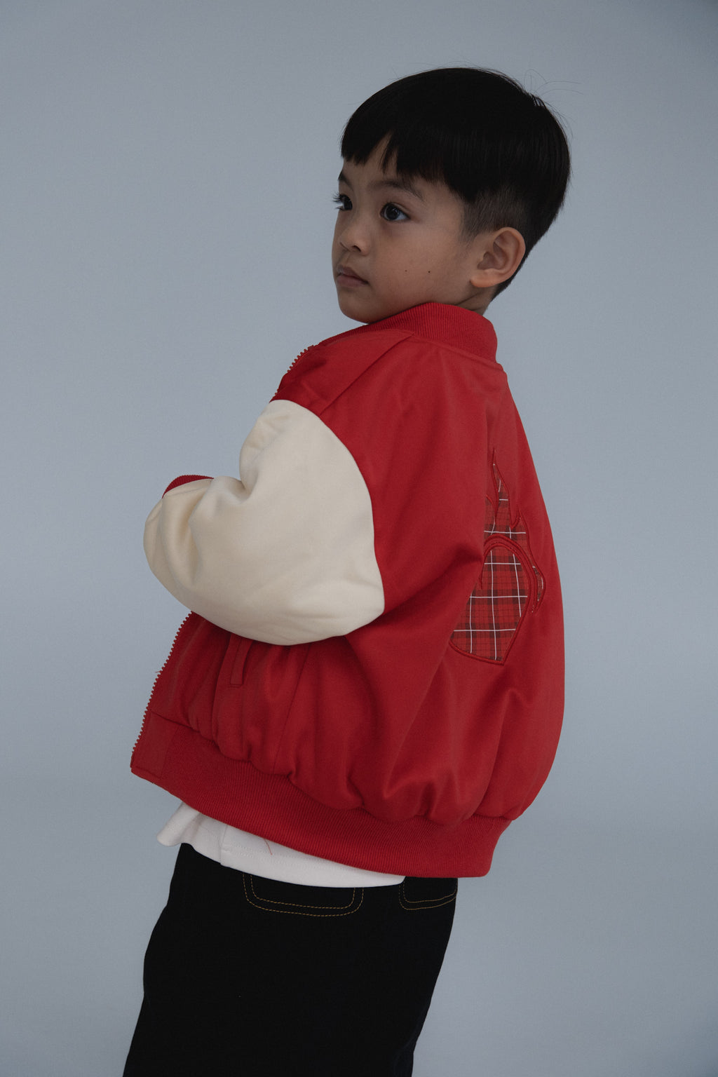 REVERSIBLE BOMBER - RED/CREAM
